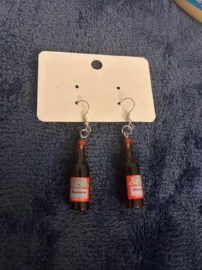 Red Beer Bottle Dangle Earrings by